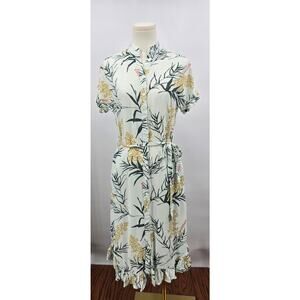 Down East Boho Floral Light Weight Full Button Maxi Dress